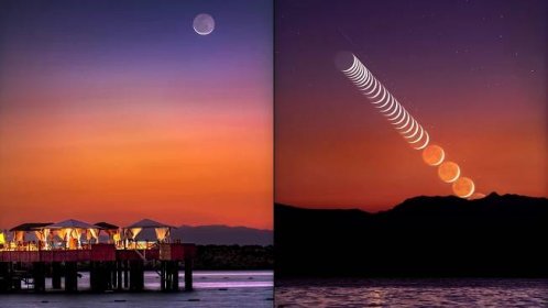 New moon glows with 'Earthshine' in incredible time-lapse photo series
