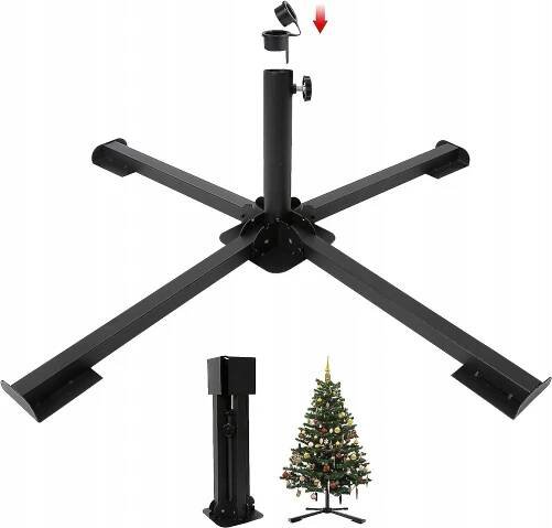 Stojan na vánoční stromeček 60-230 cm kovový, skládací, průměr 2,54-3,65 cm, černý