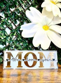 Mother's Day 12" x 4" tile w/stand - Gold
