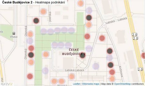 Mapa České Budějovice 2 - Firmy v části obce.