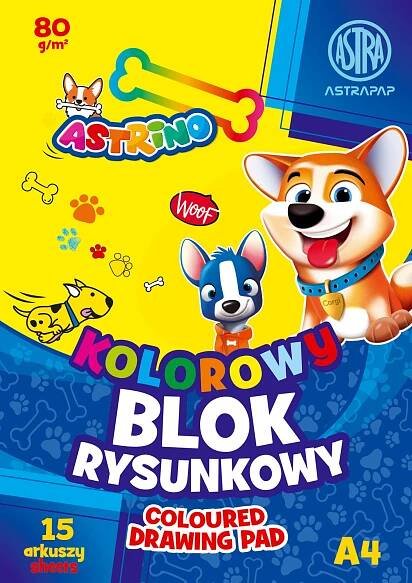 Barevný školní kreslící blok A4 80G 15 listů Astra