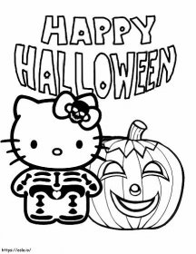 1539691338 Hello Kitty Halloween coloring page