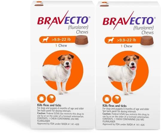 Bravecto Chew for Dogs, 9.9-22 lbs, (Orange Box)