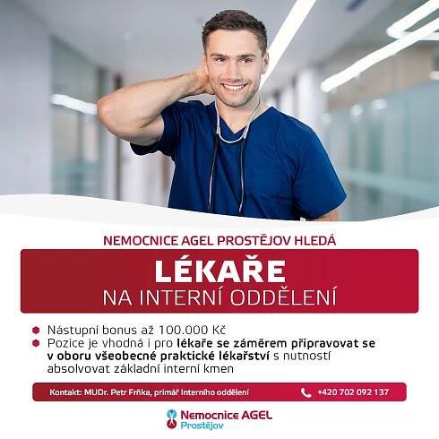 Nabídka práce pro absolventy LF - Lékař na interní oddělení (Nemocnice AGEL Prostějov)