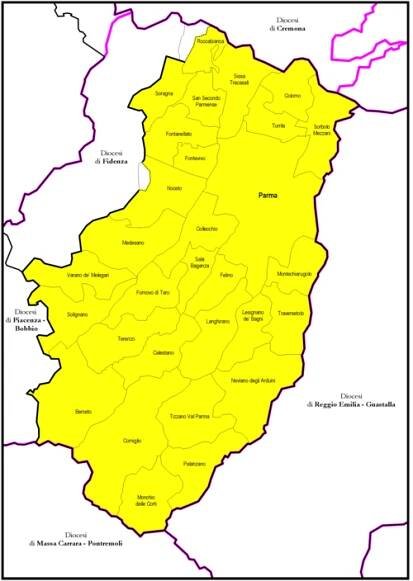 Diecéze parmská na mapě