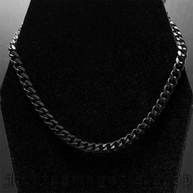 Black curb style 6mm necklace chain. - NoName - large-black-chain