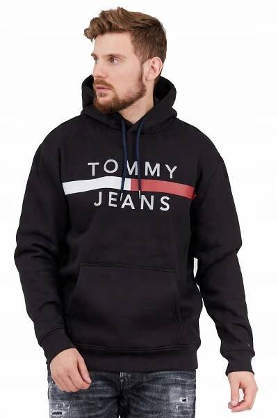 TOMMY JEANS Černá pánská mikina Reflective Flag r S