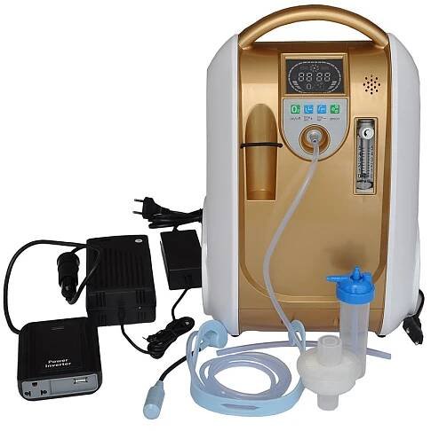 MOBILNÍ KONCENTRÁTOR KYSLÍKU (3 funkční oxygenerátor: síť 230V/50Hz / auto 12V= / 2x baterie)