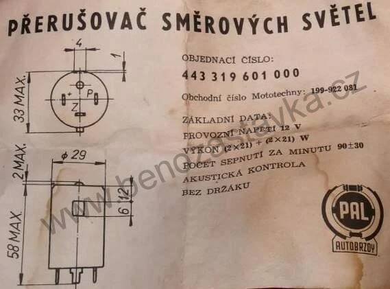 Přerušovač blinkru 12V - Zetor