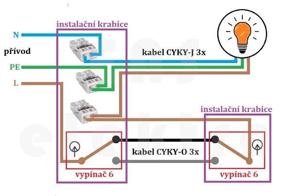 Schéma zapojení vypínače řazení č.6+6