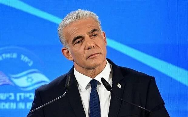 Israel's caretaker Prime Minister Yair Lapid speaks during a joint press conference with US president Joe Biden, in Jerusalem, July 14, 2022. (Mandel Ngan / AFP)