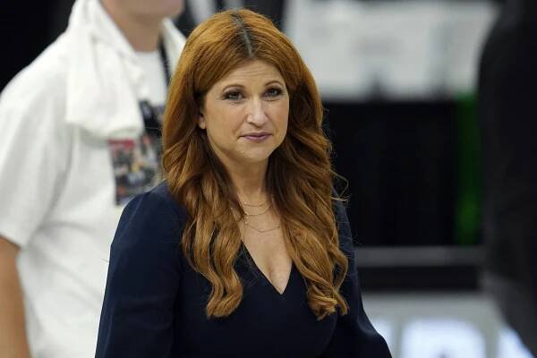 ESPN reporter Rachel Nichols walks on the court after Game 6 of the NBA Finals between the Milwaukee Bucks and Phoenix Suns in Milwaukee.