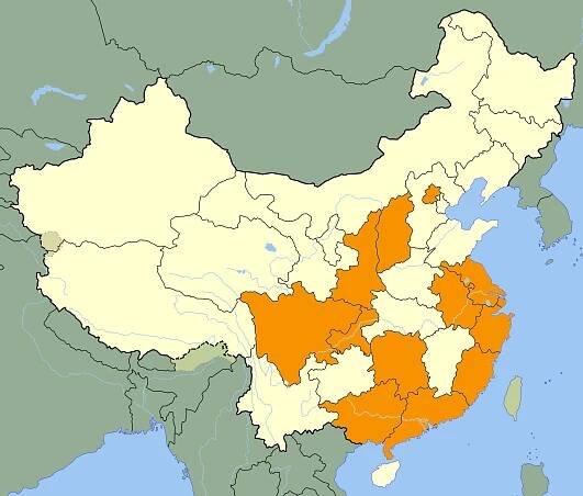 Visited Provinces and Cities on Mainland China