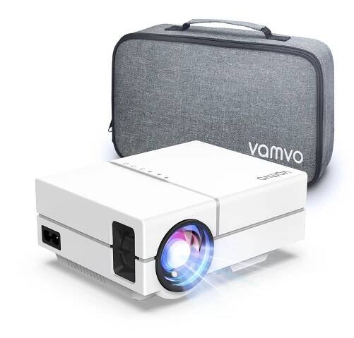 Mini dataprojektor Vamvo Full HD s Dobly, dataprojektor 1280 × 720P s taškou na přenášení, podporuje 1080P, mini projektor