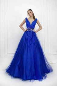 Maturitní šaty velké velikosti královské modré barvy
