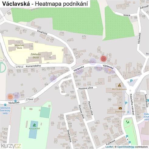 Mapa Václavská - Firmy v ulici.