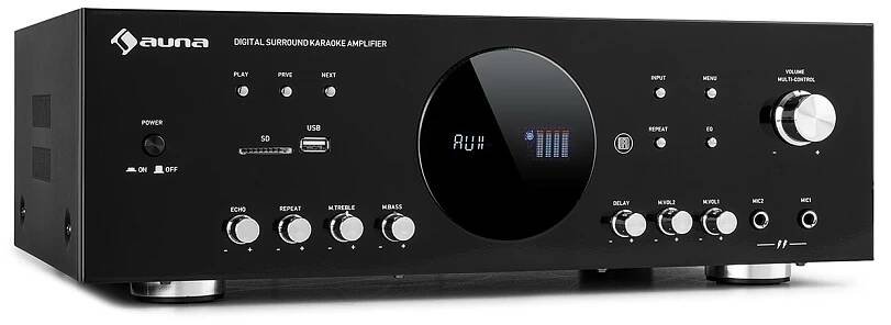 AMP-218 BT, Digital-Surround zesilovač, 5.1, 2 x 120W, 3 x 50W, RMS, BT, 2 x mikro