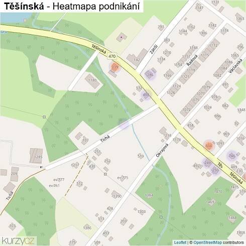 Mapa Těšínská - Firmy v ulici.