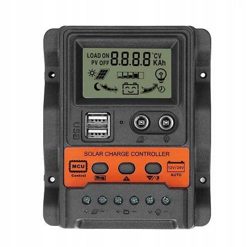 SOLÁRNÍ REGULÁTOR NABÍJENÍ PWM 30A 12V 24V LCD REGULÁTOR