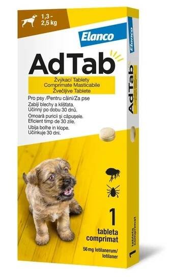 AdTab pro psy 56mg žvýkací tbl. (1,3-2,5kg) 1tbl