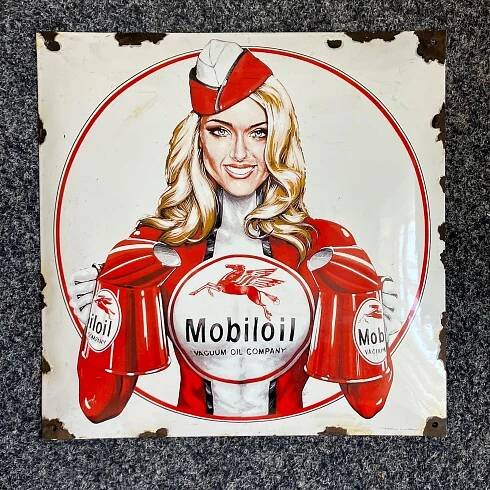 STARÁ BELGICKÁ SMALTOVANÁ REKLAMNÍ CEDULE - MOBILOIL