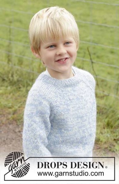 Spring Smiles / DROPS Children 48-4 - Strikket genser til barn i to tråder DROPS Alpaca. Arbeidet strikkes ovenfra og ned i glattstrikk med raglan. Størrelse 2 – 12 år.
