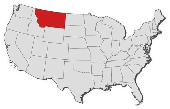 Mapa Spojených států, Montana zvýrazněna — Stock obrázek