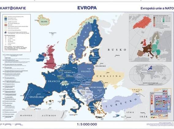 Evropa - Evropská unie a NATO 1:5 000 000 nástěnná mapa - neuveden | Jasminka.cz