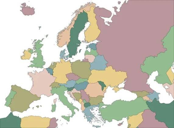 Politická mapa Evropy a okolního regionu — Ilustrace