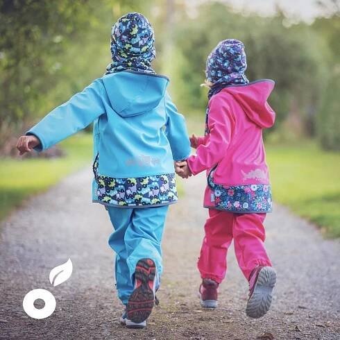 Unuo, Dětská softshellová bunda s fleecem, Smaragdová, Pejsci dětská bunda - OutdoorMarket