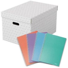 Esselte box úložný Home velký, bílý, 2 x sada 3 ks + blok Colour Breeze