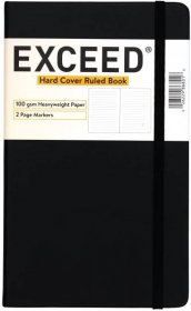 Exceed Medium Journal 100 GSM Paper, Narrow Ruled, 120 Pages, 5" x 8.25", Black, 86801