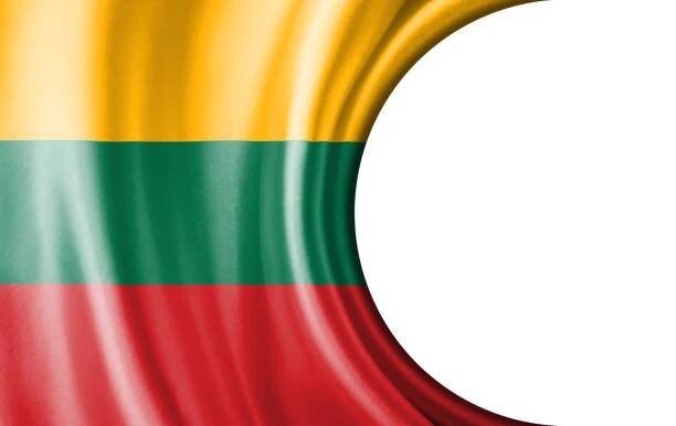 abstraktní ilustrace, vlajka litvy s půlkruhovou plochou bílé pozadí pro text nebo obrázky. - litevskou vlajku - stock snímky, obrázky a fotky