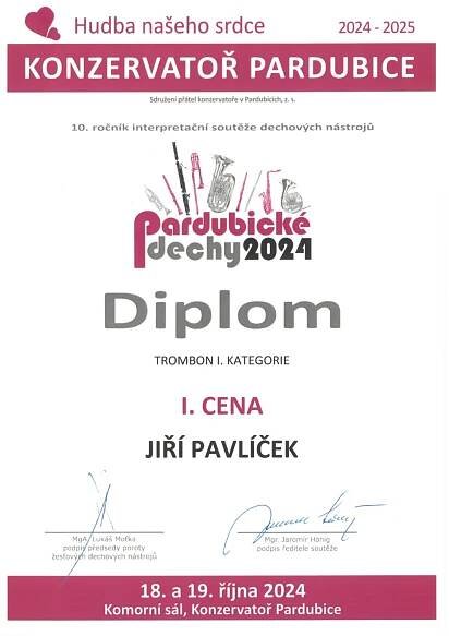 Gratulace k úspěchu v soutěži Pardubické dechy 2024 - Konzervatoř Evangelické akademie