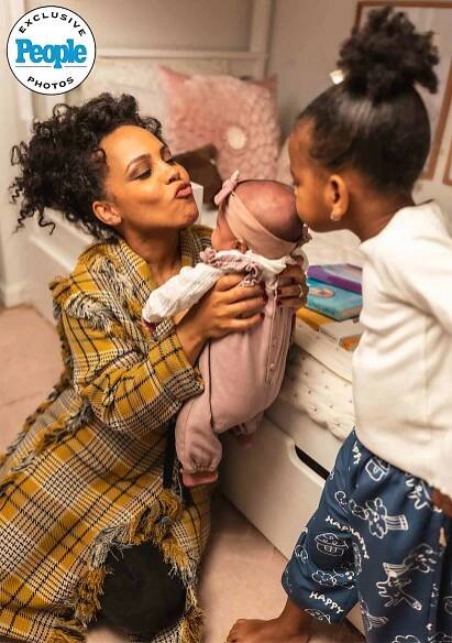 Amirah, new baby Zoe, and their other daughter Nyla Oyeku.