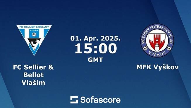 FC Sellier & Bellot Vlašim proti MFK Vyškov živé skóre, H2H a sestavy Sofascore