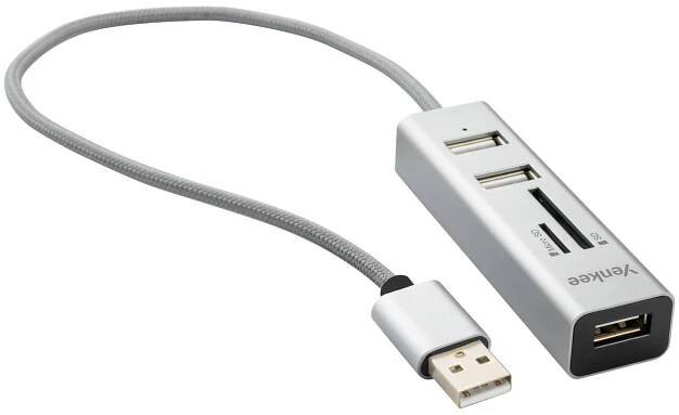 Hub 3x USB 2.0 se čtečkou paměťových karet