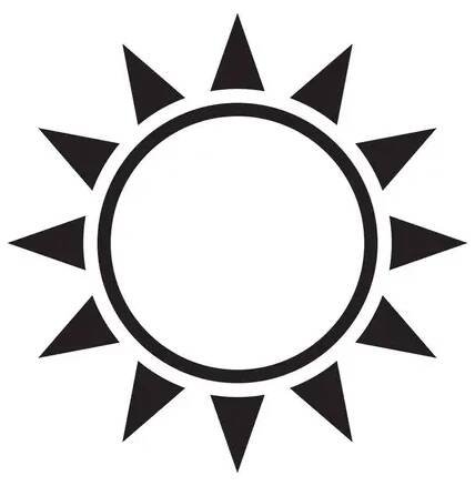 Ikona slunce, symbol slunce izolovaný na bílém. — Ilustrace