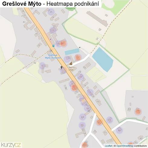 Mapa Grešlové Mýto - Firmy v části obce.