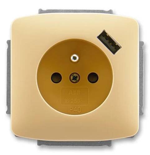 Zásuvka ABB Tango 5569A-A02357 D béžová s USB nabíjením