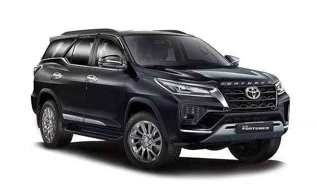 a black toyota fortuner suv parked
