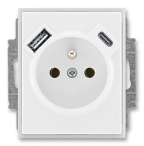 ABB ELEMENT Zásuvka 5569A-A32357 01 + nabíjení USB A+ USB C 2,4/1,5A