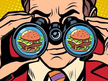 Hladový člověk chce Burger Stock Vector od © studiostoks 104957190