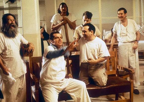 Přelet nad kukaččím hnízdem - Z filmu - Delos V. Smith Jr., Jack Nicholson, Will Sampson, Danny DeVito, Brad Dourif, William Redfield