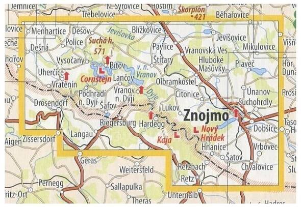 81 Podyjí - Vranovská přehrada - nástěnná turistická mapa 90 x 60 cm - Království map