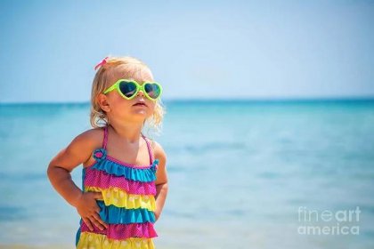 Holiday Photograph - Cute baby girl on the beach by Anna Om