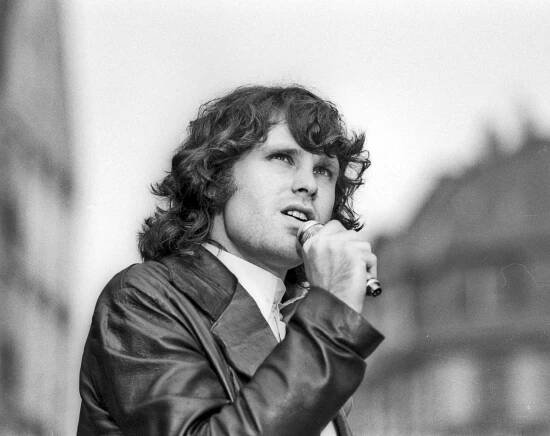 Jim Morrison of The Doors at the Kongresshalle on September 14, 1968 in Frankfurt, West Germany.