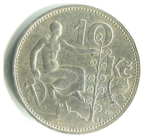 ČESKOSLOVENSKO. 10 korun 1930. Ag.
