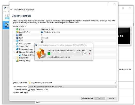 Export and Import VMs on Oracle VM VirtualBox