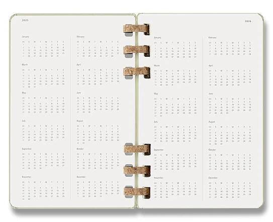 Diář Moleskine Spiral 2025-26 Academic - tvrdé desky - L, měsíční/týdenní, zelený